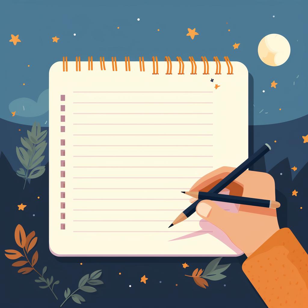 A hand writing in a dream journal