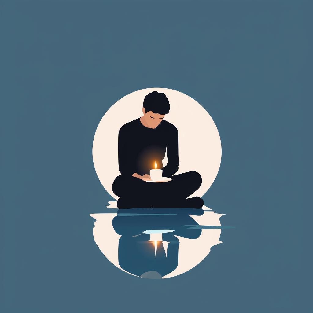 A person blowing out a candle and sitting quietly in reflection