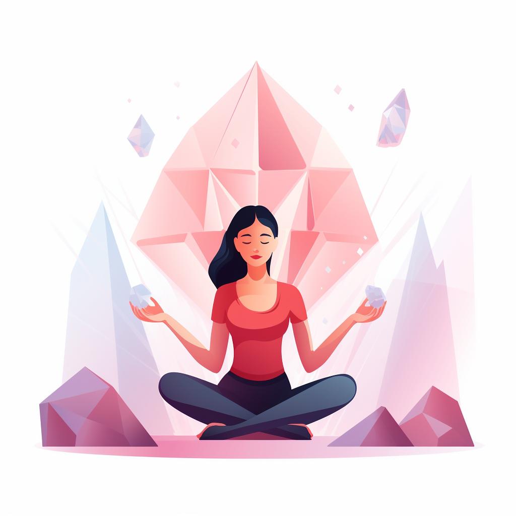 A person meditating with a crystal in their hand