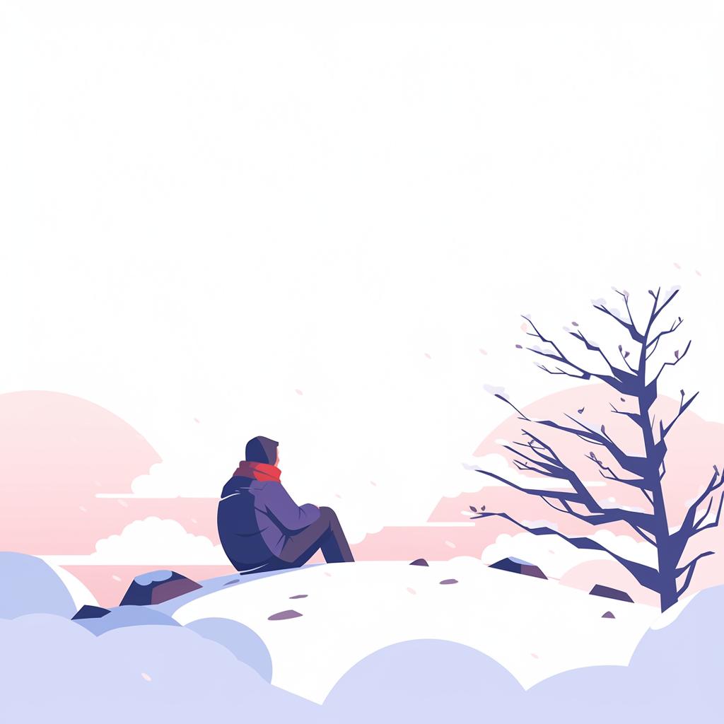A person in peaceful contemplation amidst a snowy landscape