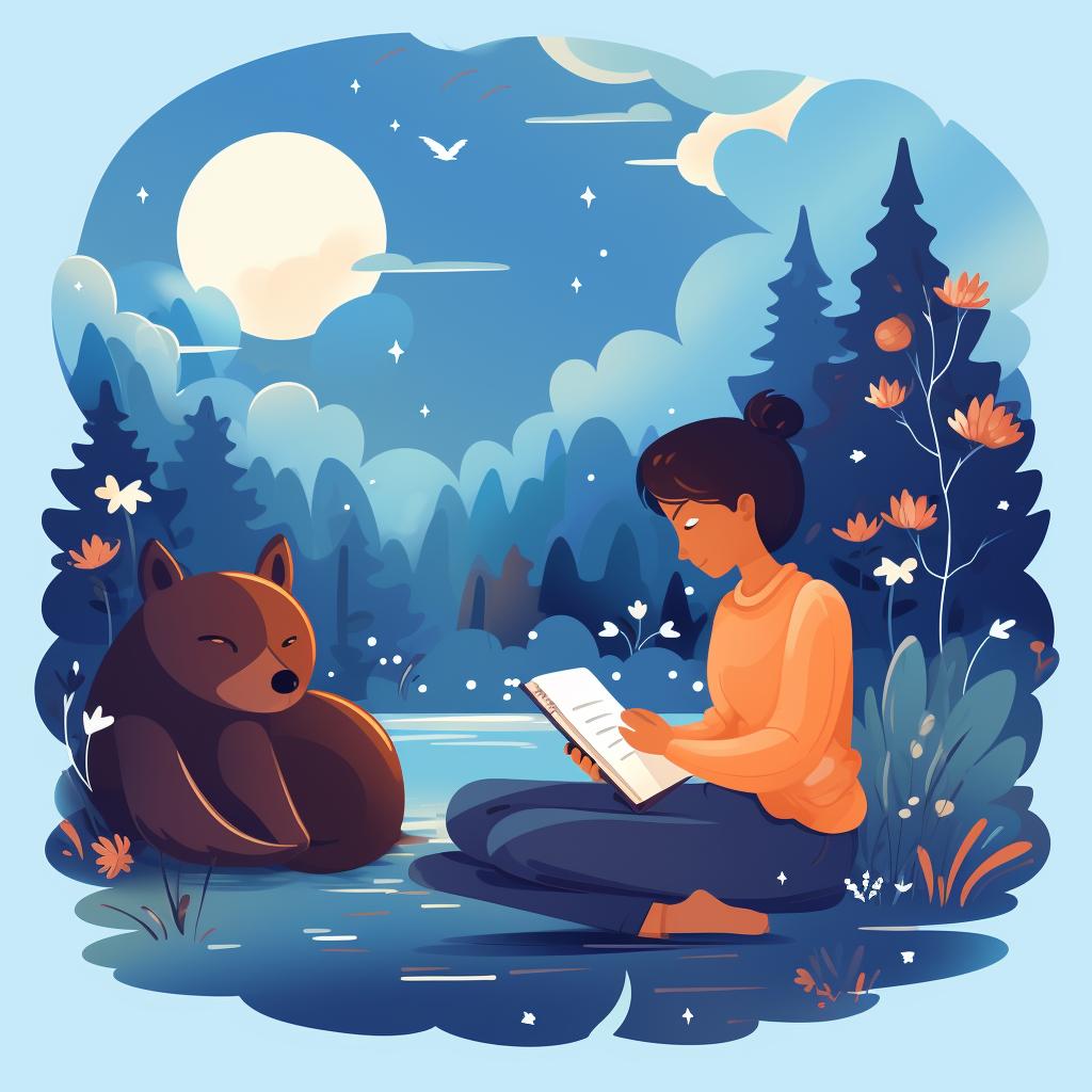 Person writing in a dream journal with a spirit animal appearing in their dream